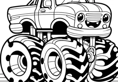 Lachender Monstertruck: Ausmalbild kostenlos zum Download