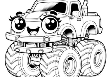 Monstertruck-Mädchen: Niedliches Ausmalbild gratis