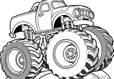 Riesiger Monstertruck: Malvorlage gratis zum Download