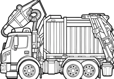 Müllwagen Seitenansicht: Malvorlage zum Herunterladen (Gratis)