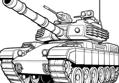 Mächtiger Panzer: Malvorlage kostenlos zum Download