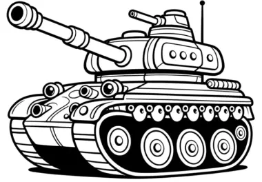 Panzer: Einfache Malvorlage für Kinder (Gratis)