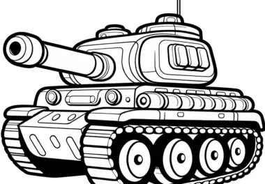 Klassischer Panzer: Einfaches Ausmalbild gratis zum Download