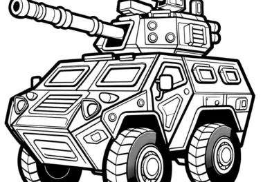Robustes Panzerfahrzeug: Bild zum Ausmalen (Kostenlos)