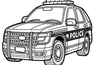 Klassisches Polizeiauto: Malvorlage zum kostenlosen Download