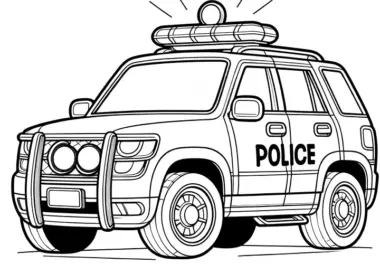 Gelände Polizeiwagen zum Ausmalen: Jetzt gratis herunterladen