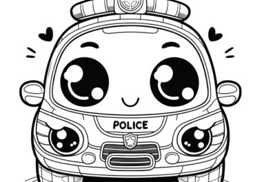 Niedliches Spielzeug Polizeiauto: Einfache Malvorlage für Kinder (Kostenlos)
