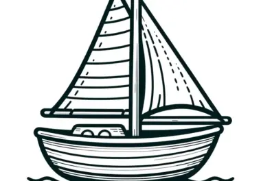 Kleines Segelschiff: Einfaches Ausmalbild für Kinder (Gratis)