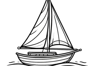 Einfache Malvorlage: Segelschiff für Kinder zum Download
