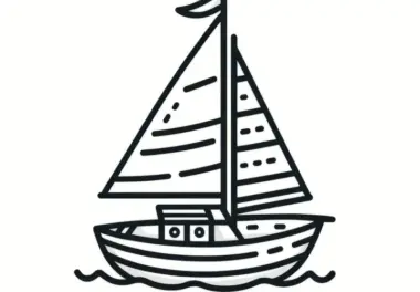 Segelschiff auf dem Meer: Einfache Malvorlage für Kleinkinder (Kostenlos)