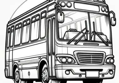 Klassischer Schulbus: Bild zum Ausmalen gratis Download