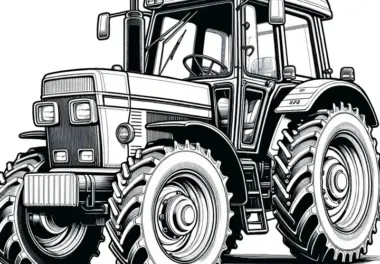Moderner Traktor: Ausmalbild zum Herunterladen (Kostenlos)