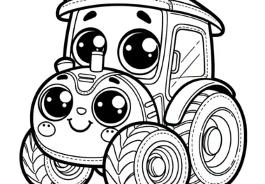 Spielzeug Traktor: Einfaches Ausmalbild für Kinder (Gratis)
