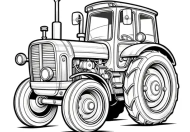 Traktor zum Ausmalen: Komplexes Ausmalbild zum Download (Kostenlos)