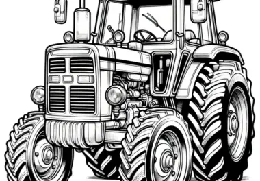 Realistische Malvorlage eines Traktors (Kostenlos)