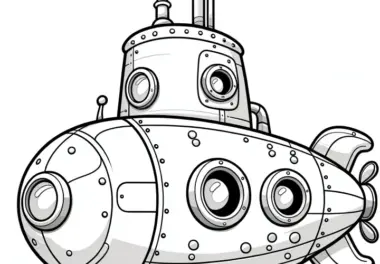 U-Boot: Einfache Malvorlage für Kinder (Kostenlos)