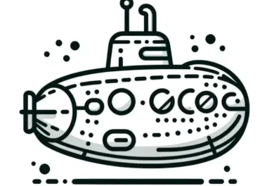 Einfache Malvorlage: U-Boot zum Download (Gratis)