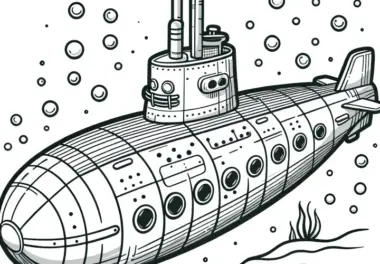 U-Boot Malvorlage mit Unterwasserpflanzen: Jetzt gratis herunterladen