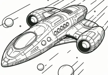 Futuristischer Raumtransporter als Ausmalbild (Kostenlos)