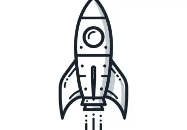 Einfaches Ausmalbild einer Rakete für Kinder (Kostenlos)