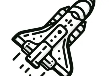 Space Shuttle: Einfache Malvorlage für Kinder (Gratis)