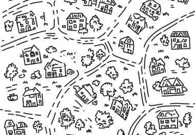 Stadtkarte als Wimmelbild zum Ausmalen (Kostenlos)