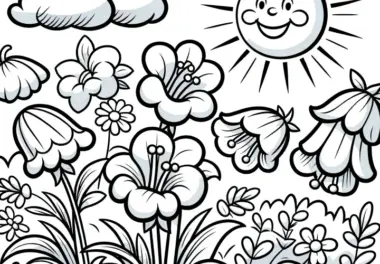 Glockenblumen Blüten: Ausmalbild für Kinder (Kostenlos)