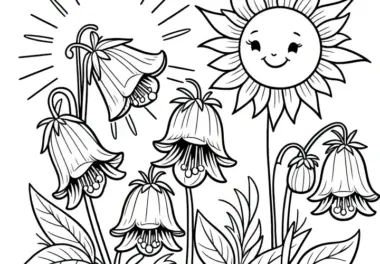Glockenblumen Blüten zum Ausmalen: Kostenlose Malvorlage
