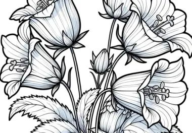 Glockenblumen Blüten: Ausmalbild zum Herunterladen (Kostenlos)