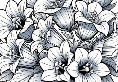 Glockenblumen Blüten: Naturgetreues Ausmalbild (Kostenlos)
