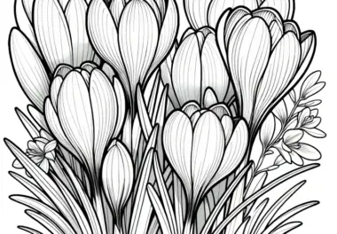 Krokusse als naturgetreues Ausmalbild: Kostenlos zum Download