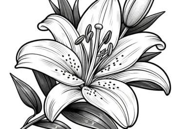 Wunderschöne Lilienblüte: Realistische Malvorlage (Gratis)