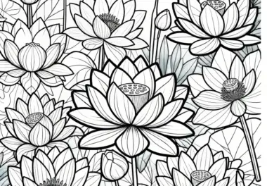 Elegante Lotusblüten: Ausmalbild zum Download (Kostenlos)