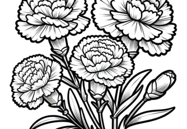Nelken Blüten: Bild zum Ausmalen (Kostenlos)