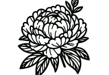 Filigrane Pfingstrosenblüte: Einfaches Ausmalbild (Gratis)