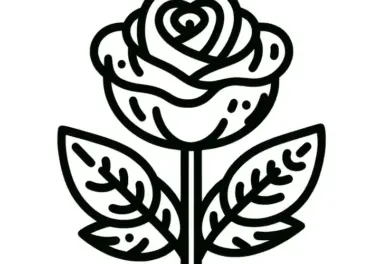 Einfaches Ausmalbild einer Rose für Kinder (Kostenlos)