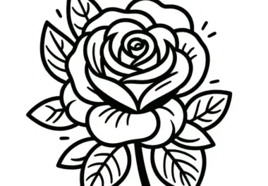 Rose: Schöne Malvorlage (Kostenlos)