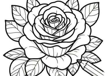 Wunderschöne Rosenblüte zum Ausmalen: Malvorlage zum Download (Gratis)