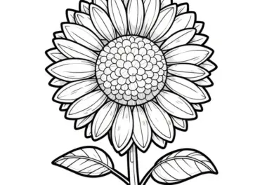 Sonnenblumenblüte Ausmalbild (Gratis)