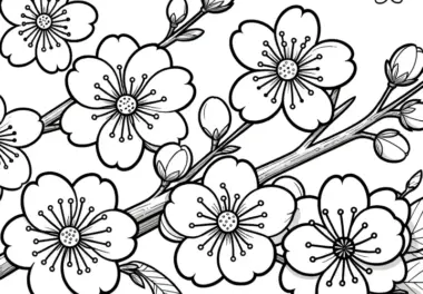 Kirschbaumblüten zum Ausmalen: Kostenloser Download