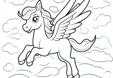 Lachender Pegasus: Einfache Malvorlage für Kinder (Kostenlos)