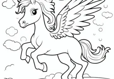 Wunderschöner Pegasus: Ausmalbild zum Download (Gratis)