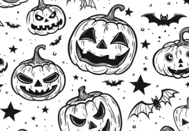 Halloween Kürbisse: Kostenloses Bild zum Ausmalen