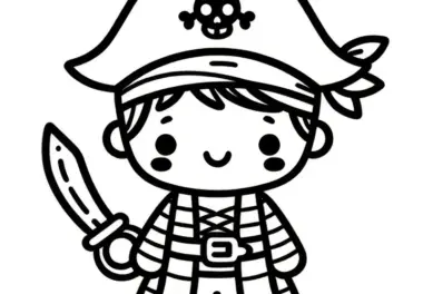 Einfaches Ausmalbild eines Halloween Kostüms: Pirat (Kostenlos)