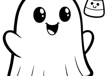 Geist: Einfache Halloween Malvorlage (Gratis)