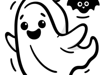 Schwebendes Gespenst: Einfache Malvorlage zu Halloween (Gratis)