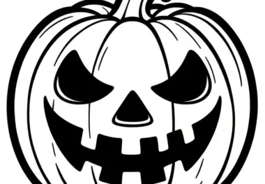 Gruselig geschnitzter Kürbis: Halloween Malvorlage (Gratis)