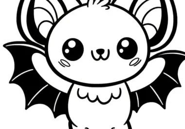 Süße Fledermaus als Halloween Malvorlage (Gratis)