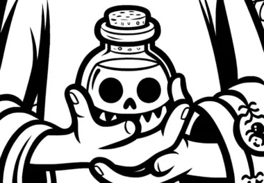Totenkopf im Glas: Halloween Malvorlage herunterladen (Kostenlos)