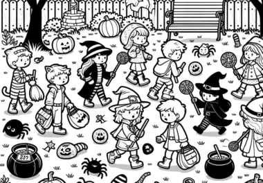 Halloween-Party im Kindergarten: Bild zum Ausmalen (Gratis)